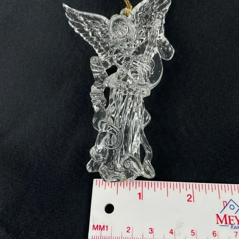 Vintage Crystal Angel Playing Instrument Christmas Ornament Made In Tawain